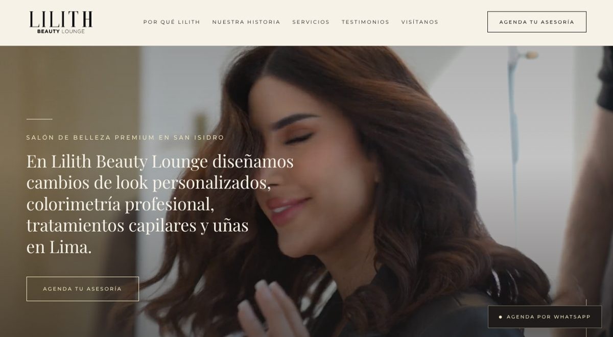 Web de Lilith Beauty Lounge, salón de belleza en San Isidro